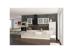 4250163757501 - Küchenblock Mailand m Geräten Weiß Hochgl Eiche B 340 cm