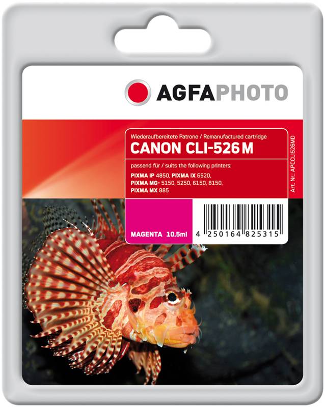 4250164825315 - AgfaPhoto Patrone Canon APCCLI526MD ers CLI-526M magenta remanufactured