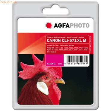 4250164850645 - AgfaPhoto Patrone Canon APCCLI571XLM ers CLI-571XLM magenta remanufactured 4250164850645 - AgfaPhoto Patrone Canon APCCLI571XLM ers CLI-571XLM magenta remanufactured