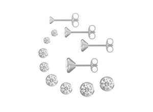 4250165334137 - Ohrstecker-Set FIRETTI Multipack Schmuck Geschenk Silber 925 Ohrstecker Glitzerstein Ohrringe Gr Silber 925 (Sterlingsilber) silberfarben (silberfarben kristallweiß kristallweiß) mit Zirkonia (synth)