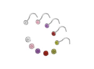 4250165334199 - Nasenpiercing-Set FIRETTI Multipack Schmuck Geschenk Silber 925 Piercing Nasenstecker Piercings bunt (silberfarben rosa lila rot grün weiß grün) Nasenpiercings mit Zirkonia (synth)