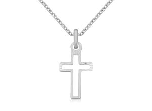 4250165338869 - Kette mit Anhänger FIRETTI Schmuck Geschenk Silber 925 Halsschmuck Halskette Ankerkette Kreuz Halsketten Gr Silber 925 (Sterlingsilber) Länge 45 cm silberfarben Damen Ketten mit Anhänger