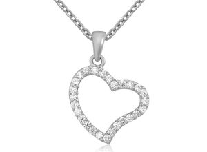 4250165339118 - Kette mit Anhänger FIRETTI Schmuck Geschenk Silber 925 Halsschmuck Halskette Ankerkette Herz Halsketten Gr Silber 925 (Sterlingsilber) Länge 45 cm bunt (silberfarben weiß) Damen Made in Germany - mit Zirkonia (synth)