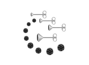 4250165339668 - Ohrstecker-Set FIRETTI Multipack Schmuck Geschenk Silber 925 Ohrstecker Glitzerstein Ohrringe Gr Silber 925 (Sterlingsilber) silberfarben (silberfarben schwarz schwarz) Damen Brautschmuck mit Zirkonia (synth)