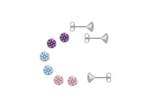 4250165339675 - Ohrstecker-Set FIRETTI Multipack Schmuck Geschenk Silber 925 Ohrstecker Glitzer Ohrringe Gr 35 Silber 925 (Sterlingsilber) bunt (silberfarben pink hellblau lila amethyst) Mädchen Mädchenschmuck mit Zirkonia (synth)