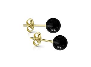 4250165343863 - Paar Ohrstecker FIRETTI Schmuck Geschenk Gold Kugel Anlass Geburtstag Weihnachten Ohrringe Gr Gelbgold 333 schwarz (gelbgoldfarben schwarz schwarz) Damen Ohrstecker Made in Germany - mit Malachit Onyx oder Rosenquarz