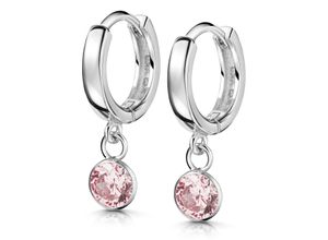 4250165344051 - Paar Creolen FIRETTI Schmuck Geschenk Silber 925 Glitzer Ohrschmuck Geschenk Ohrringe Gr Silber 925 (Sterlingsilber) bunt (silberfarben pink pink) Mädchen Made in Germany - mit Zirkonia (synth)