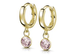 4250165344068 - Paar Creolen FIRETTI Schmuck Geschenk Silber 925 Glitzer Ohrschmuck Geschenk Ohrringe Gr Silber 925 (Sterlingsilber) bunt (gelbgoldfarben pink pink) Mädchen Made in Germany - mit Zirkonia (synth)