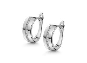 4250165344334 - Paar Creolen FIRETTI Schmuck Geschenk Silber 925 Glitzer Ohrschmuck Solitär Xmas Ohrringe Gr Silber 925 (Sterlingsilber) silberfarben (silberfarben kristallweiß kristallweiß) Damen Creolen Made in Germany - mit Zirkonia (synth)