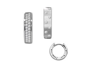 4250165344426 - Paar Creolen FIRETTI Schmuck Geschenk Silber 925 Glitzer beidseitig tragbar Xmas Ohrringe Gr Silber 925 (Sterlingsilber) silberfarben (silberfarben kristallweiß kristallweiß) Damen Creolen Made in Germany - mit Zirkonia (synth)