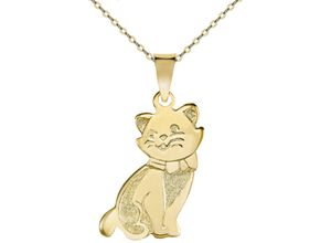 4250165344488 - Kette mit Anhänger FIRETTI Schmuck Geschenk Silber 925 Halsschmuck Halskette Ankerkette Katze Halsketten Gr Gelbgold 333 Länge 38 cm Breite 11 mm gelb (gelbgoldfarben) Damen Ketten mit Anhänger zu Kleid Shirt Jeans Sneaker Anlass Geburtstag Weihnachten