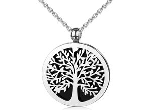 4250165347687 - Kette mit Anhänger FIRETTI Schmuck Geschenk Silber 925 Halsschmuck Halskette Ankerkette Baum Halsketten Gr Silber 925 (Sterlingsilber) Länge 45 cm Breite 11 mm schwarz (silberfarbenschwarz) Damen Ketten mit Anhänger Made in Germany - Perlmutt