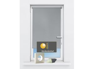 4250178723867 - Seitenzugrollo KUTTI Seitenzugrollo Luna verdunkelnd Klemmfix ohne Bohren Fixmaß Gr 3 grau (hellgrau) B80cm H160cm Polyester Rollos Sichtschutz Sonnenschutz