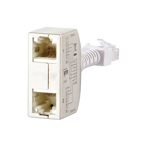 4250184102106 - BTR Cable Sharing Adapter pnp 2 - Netzwerk- Telefon-Splitter - RJ-45 (W) zu RJ-45 (M) - 89 cm - Grau (Packung mit 2)