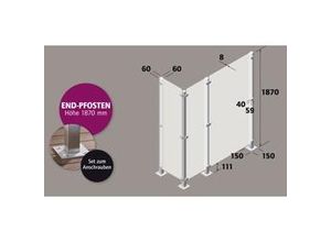 4250189850712 - Ambiente Endpfosten-Set zum ANSCHRAUBEN 187 cm 60 x 60 mm Edelstahl V2A