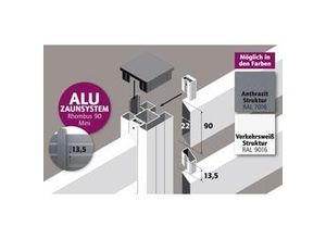 4250189867451 - Ambiente Alu-Zaun Rhombus 90 MINI + ESG 8 mm 180 cm x 180 cm 22 mm stark