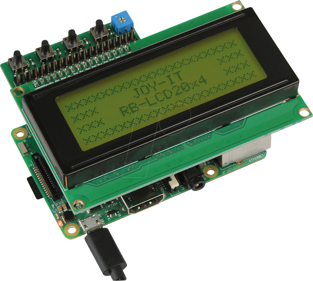 4250236811673 - RPI LCD20X4 4BYL - Raspberry Pi - Display LCD 20x4 gelb + 4 Buttons HD44780