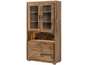 4250240223417 - Massivmoebel24de - Vitrine Akazie 98x40x180 natur lackiert bark 109 - natur