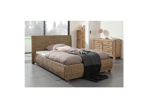 4250240223806 - Wolf Möbel Rattanbett Round 160x200cm Rattan Holz Doppelbett Bettgestell Bett