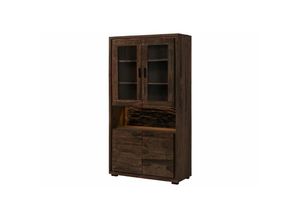 4250240261815 - Massivmoebel24de - Vitrine Akazie 98x40x180 dunkelbraun lackiert bark 209 - dunkelbraun