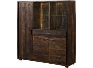 4250240263314 - Massivmoebel24de - Highboard Akazie 140x40x150 dunkelbraun lackiert bark 215 - dunkelbraun