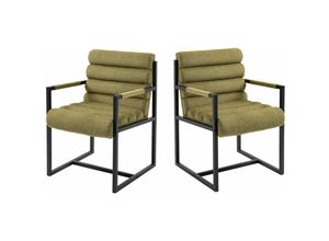 4250240265806 - 2er Set Esszimmerstuhl Vardo Küchenstuhl Lounge Sessel Polsterstuhl Stühle khaki