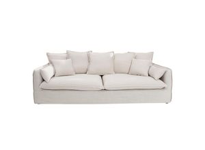 4250243546490 - riess-ambiente 3er Sofa HEAVEN - 200cm natur beige Leinenstoff Federkern abnehmbarer Bezug Hussensofa