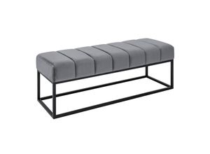 4250243593715 - riess-ambiente Sitzbank PETIT BEAUTÉ - 108cm silbergrau Samt schwarzes Gestell