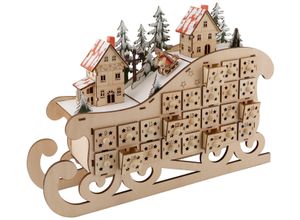 4250244523544 - befüllbarer Adventskalender HOME AFFAIRE Schlitten beige (natur) Adventskalender Weihnachtsdekoration Zum Befüllen mit stimmungsvoller Beleuchtung