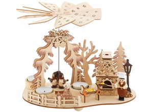 4250244523810 - Home affaire Weihnachtspyramide Bäckerei Weihnachtsdeko Teelichtpyramide mit Räucherofen Höhe ca 23 cm beige|braun