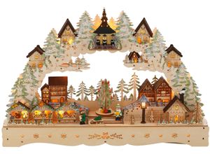 4250244523865 - Schwibbogen MY HOME LED Weihnachtsleuchter mit drehendem Baum und Musik Weihnachtsdeko Schwibbögen Gr B H T 57 cm x 41 cm x 10 cm bunt (natur grün bunt) Schwibbögen Weihnachtspyramiden Breite ca 57 cm