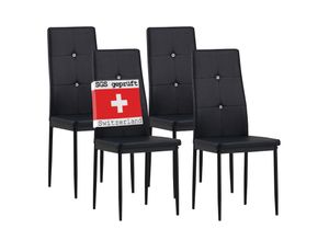 4250263734761 - Albatros Esszimmerstühle DIAMOND 4er Set Schwarz - Edler Diamant-Look Polsterstuhl Kunstleder-Bezug Modernes Stilvolles Design am Esstisch Küchenstuhl Stuhl Esszimmer hoher Belastbarkeit