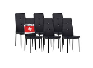 4250263734808 - Albatros Esszimmerstühle DIAMOND 6er Set Schwarz - Edler Diamant-Look Polsterstuhl Kunstleder-Bezug Modernes Stilvolles Design am Esstisch Küchenstuhl Stuhl Esszimmer hohe Belastbarkeit