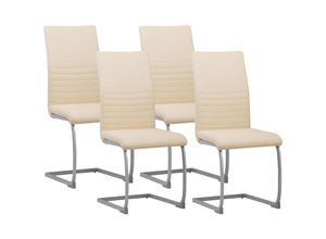 4250263735744 - Albatros Freischwinger Stühle 4er Set MURANO Beige - Esszimmerstuhl Schwingstuhl mit modernem Design Kunstleder-Bezug dicke Polsterung Küchenstuhl Polsterstuhl Stuhl Esszimmer Esstisch