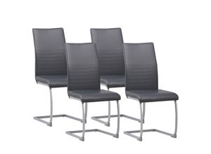 4250263735751 - Albatros Freischwinger Stühle 4er Set MURANO Grau - Esszimmerstuhl Schwingstuhl modernem Design Kunstleder-Bezug dicke Polsterung - Küchenstuhl Polsterstuhl Stuhl Esszimmer Esstisch