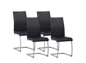 4250263735768 - Albatros Freischwinger Stühle 4er Set MURANO Schwarz - Esszimmerstuhl Schwingstuhl modernes Design Kunstleder-Bezug dicke Polsterung-Küchenstuhl Polsterstuhl Stuhl Esszimmer Esstisch