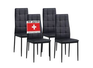 4250263736628 - Albatros Esszimmerstühle RIMINI 4er Set Schwarz - Edles Italienisches Design Polsterstuhl mit Kunstleder-Bezug Modern Stilvoll am Esstisch - Küchenstuhl Stuhl Esszimmer hohe Belastbarkeit