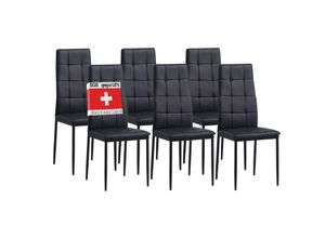 4250263736635 - Albatros Esszimmerstühle RIMINI 6er Set Schwarz - Edles Italienisches Design Polsterstuhl Kunstleder-Bezug Modern und Stilvoll am Esstisch - Küchenstuhl Stuhl Esszimmer hohe Belastbarkeit