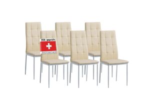 4250263736710 - Albatros Esszimmerstühle RIMINI 4er Set Beige - Edles Italienisches Design Polsterstuhl Kunstleder-Bezug Modern und Stilvoll am Esstisch - Küchenstuhl Stuhl Esszimmer hohe Belastbarkeit