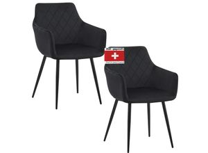 4250263741998 - Esszimmerstühle 2er Set SALO Schwarz - Modern und Stilvoll bequemer Polsterstuhl - Eleganter Küchenstuhl Stuhl Esszimmer oder Esstisch Stuhl im Retro-Look