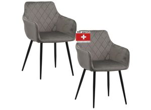 4250263742018 - Esszimmerstühle 2er Set SALO Grau - Modern und Stilvoll bequemer Polsterstuhl - Eleganter Küchenstuhl Stuhl Esszimmer oder Esstisch Stuhl im Retro-Look