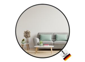 4250263742537 - Spiegel rund schwarz mit Metallrand 50cm Durchmesser für Wohnzimmer Badezimmer Flur Schlafzimmer groß Wand - Albatros