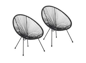 4250263742698 - Albatros Acapulco Stuhl 2er Set schwarz – Gartenstuhl oder Balkon-Sessel im Ikonischen Design – Ergonomisch & bis 120 kg belastbar - Lounge Sessel Outdoor oder Indoor Relaxsessel