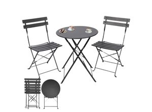 4250263742766 - Albatros Bistroset 3-teilig Schwarz – Bistrotisch mit 2 Stühlen – klappbare Stühle und Tisch aus robustem Metall – optimal als Balkonmöbel Set oder Gartenmöbel in modernem Design