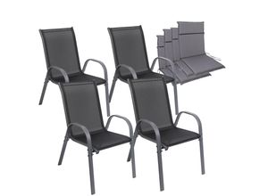 4250263742933 - Albatros Gartenstühle 4er Set Kuba mit Sitzauflage – Gartenstühle Stapelbar mit robustem Metallgestell und hoher Belastbarkeit – Bequeme Stapelstühle auch als Terrassenstühle