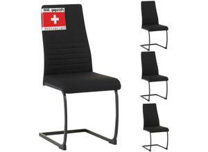 4250263742971 - Freischwinger Stuhl TURANO 4er Set Schwarz - Esszimmerstuhl Schwingstuhl mit Modernem Design Stoff-Bezug Dicke Polsterung - Küchenstuhl Polster-Stuhl Esszimmer Esstisch Stuhl