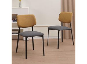 4250263744005 - Ravino Designerstuhl A21 Esszimmerstuhl mit Stoff Bezug und Dicker Polsterung 4er Set Gelb belastbar mit 110Kg Polsterstuhl - Moderner Küchenstuhl Stuhl Esszimmer oder Esstisch Stuhl