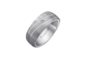 4250269316442 - Partnerring FIRETTI Schmuck Geschenk LIEBE Titan Fingerringe Gr 17 mit Zirkonia Titan-Silber 925 (Sterlingsilber) 8 mm silberfarben (titanfarben silberfarben kristallweiß) mit oder ohne Zirkonia (synth)