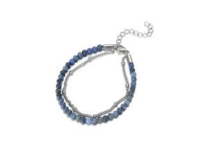 4250269357735 - Fußkette FIRETTI Schmuck Geschenk Körperschmuck Anlass Geburstag Weihnachten Fußkettchen Gr Edelstahl blau (edelstahlfarben blau blau) Strandaccessoires mit Türkis Achat oder Dumortierit