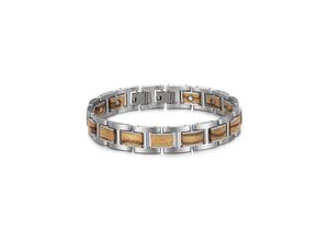 4250269362326 - Gliederarmband FIRETTI Schmuck Geschenk XYLO Armbänder Gr Edelstahl-Holz braun (edelstahlfarben braun) Herren Gliederarmband Gliederarmbänder